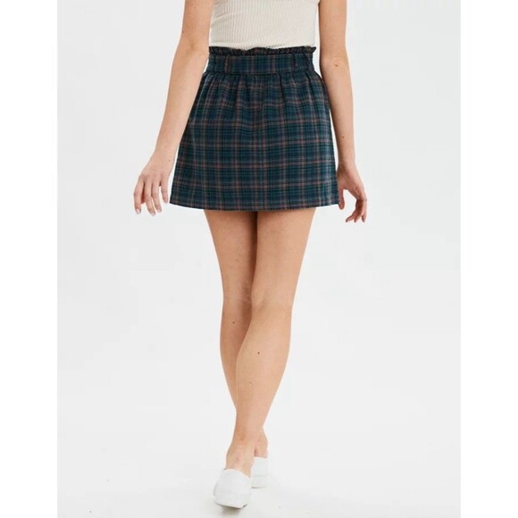 American Eagle Womens High-Waisted Plaid Mini Skirt Size S Linen Academia Preppy - Picture 10 of 12